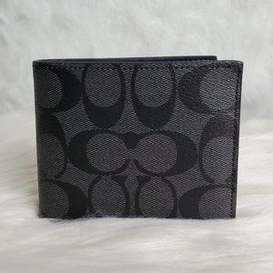 COACH COMPACT ID WALLET IN SIGNATURE CANVAS